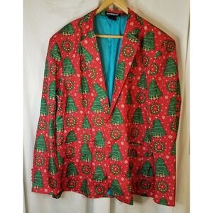 Suitmeister Christmas Tree Red Suit Jacket Adult‎ Men's Costume Holiday XL 46/48